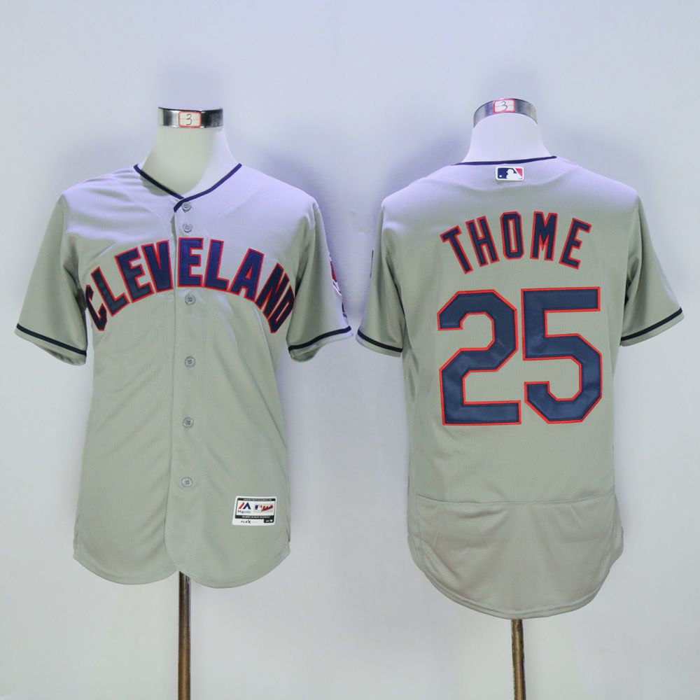 Men Cleveland Indians #25 Thome Grey MLB Jerseys